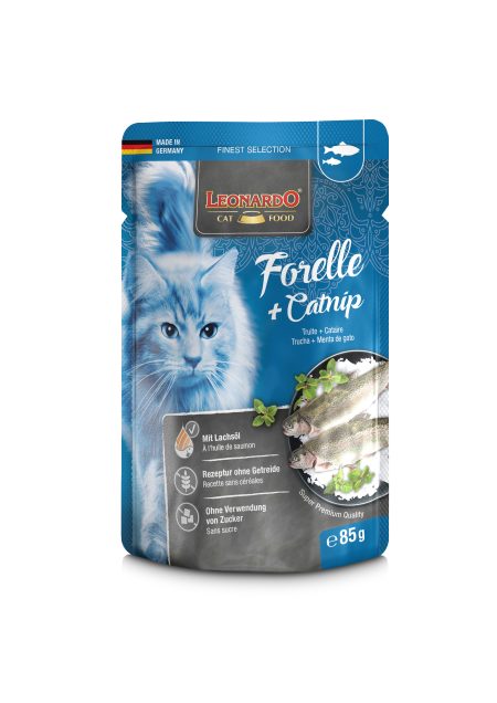 Leonardo Trout & Catnip 85g - gourmet wet food for adult cats at Aquapet Kenya