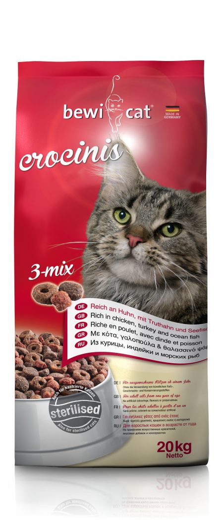 Bewi Cat Crocinis 3-mix 20kg premium cat food at Aquapet Kenya