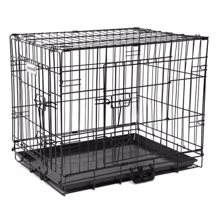 Aquapet Chic Dog Crate available in 32, 42, and 48 inches, featuring strong wire construction, secure locking system, and removable trays for hassle-free cleaning