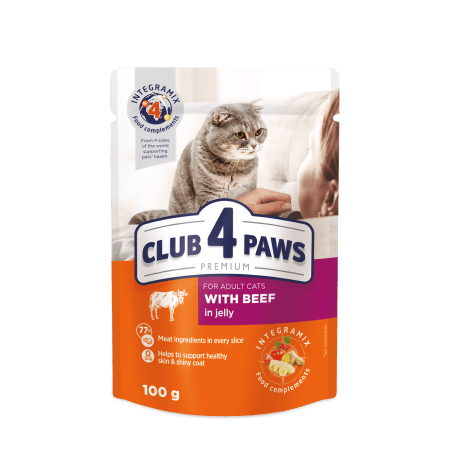 Club 4 Paws Beef 100g premium cat treats at Aquapet Kenya