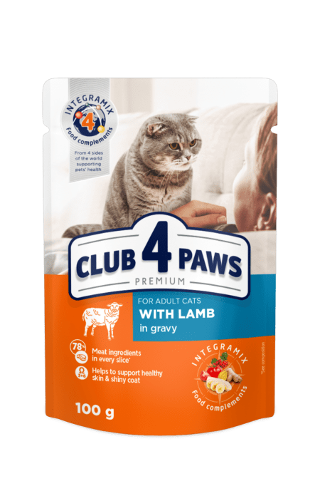Club 4 Paws Lamb 100g premium cat treats at Aquapet Kenya